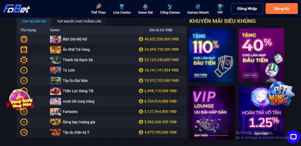 Rút tiền từ Bongvip